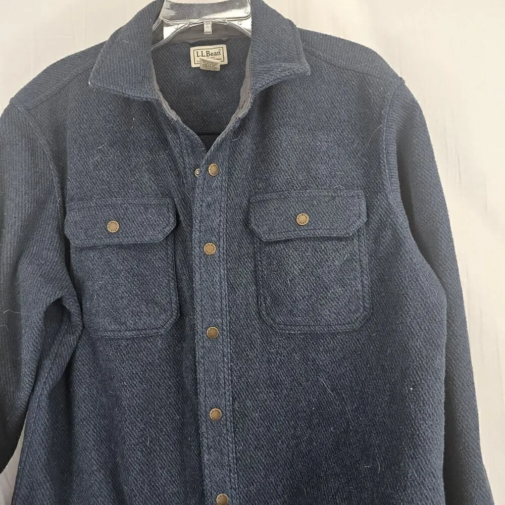 L.l Bean Navy Blue Brushed Ribbed Shacket Men's Size Medium Regular